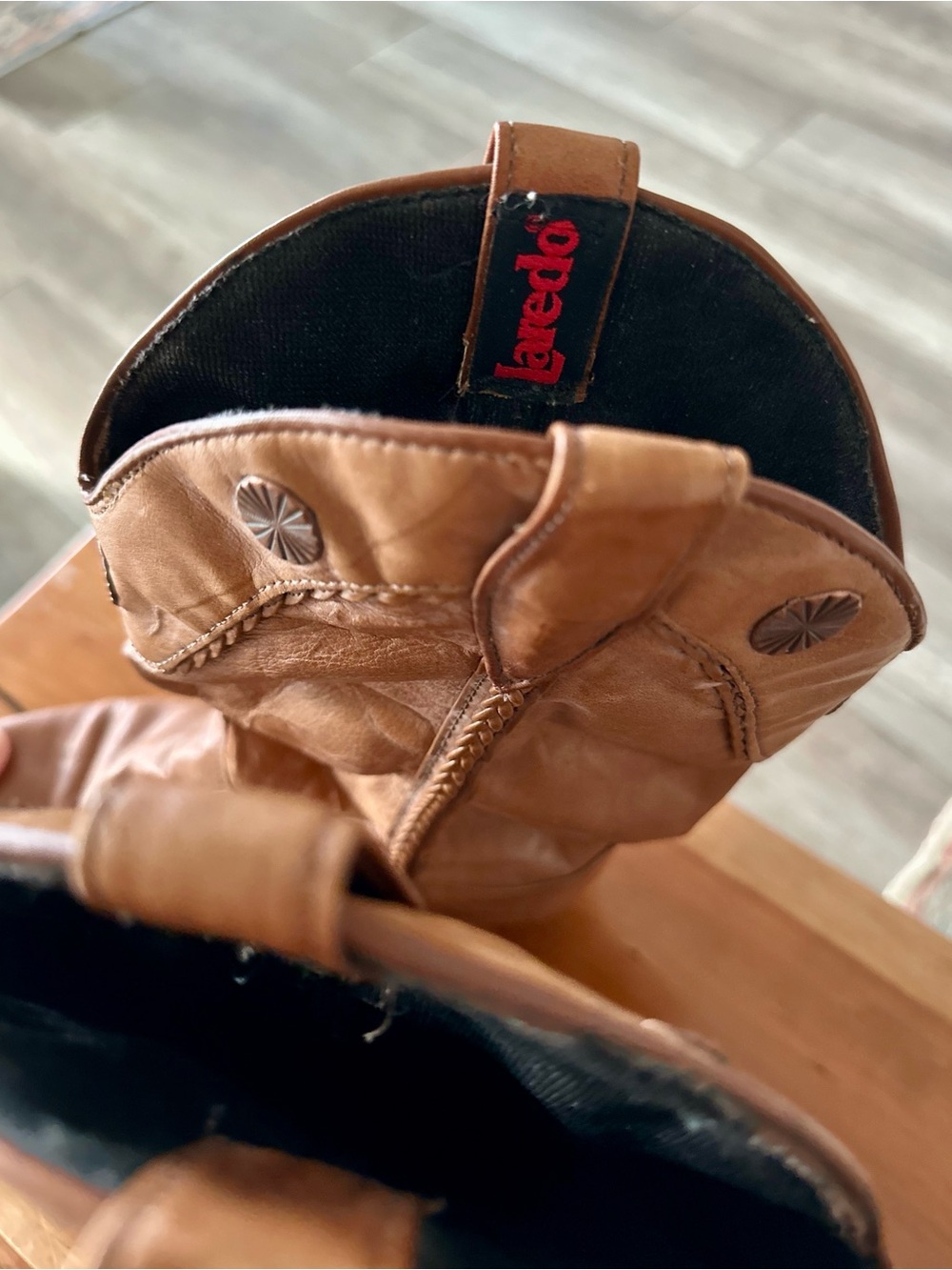 Vintage 1990s Laredo Brown Leather Western Pull-On Boots - Picture 3 of 11